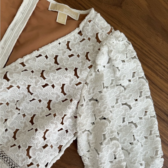Michael Kors White Lace Floral Hemp Romper - Picture 3 of 5